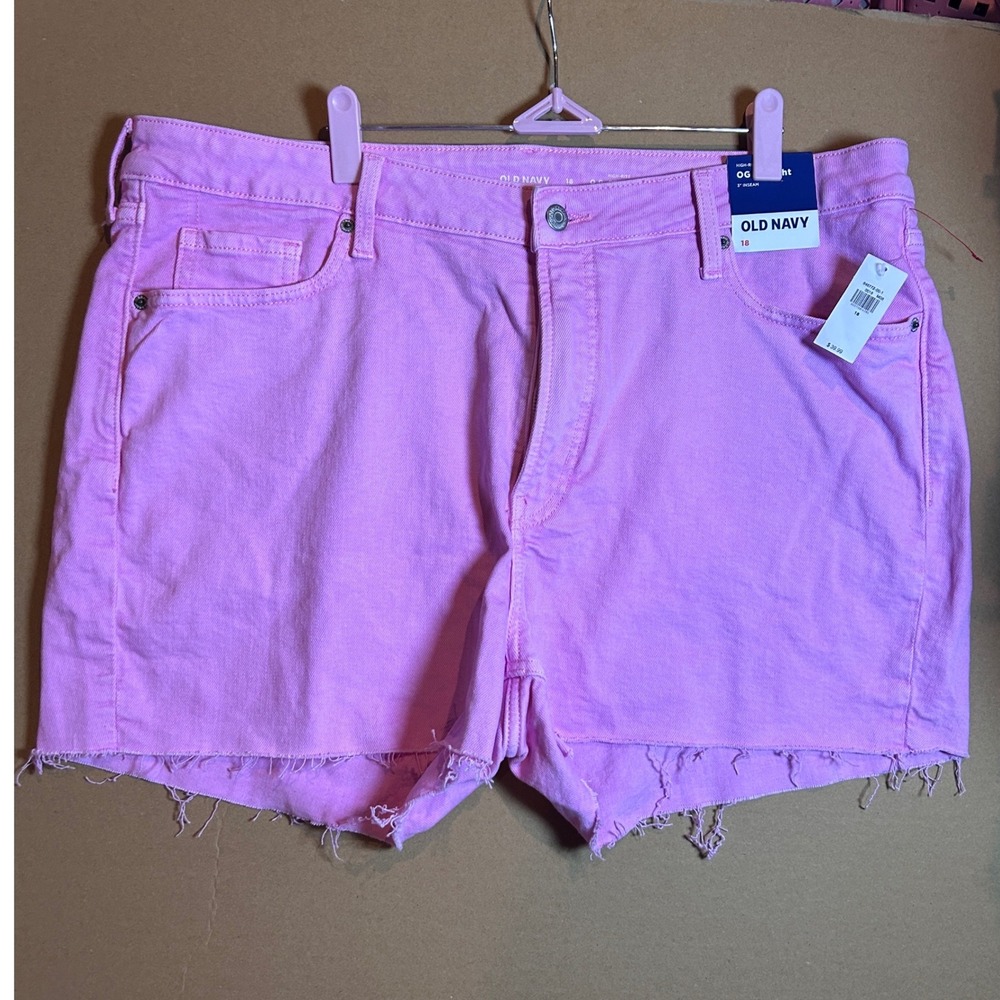 Old Navy Mid Rise Cutoff Denim Shorts Pink Size 18 Raw Hem